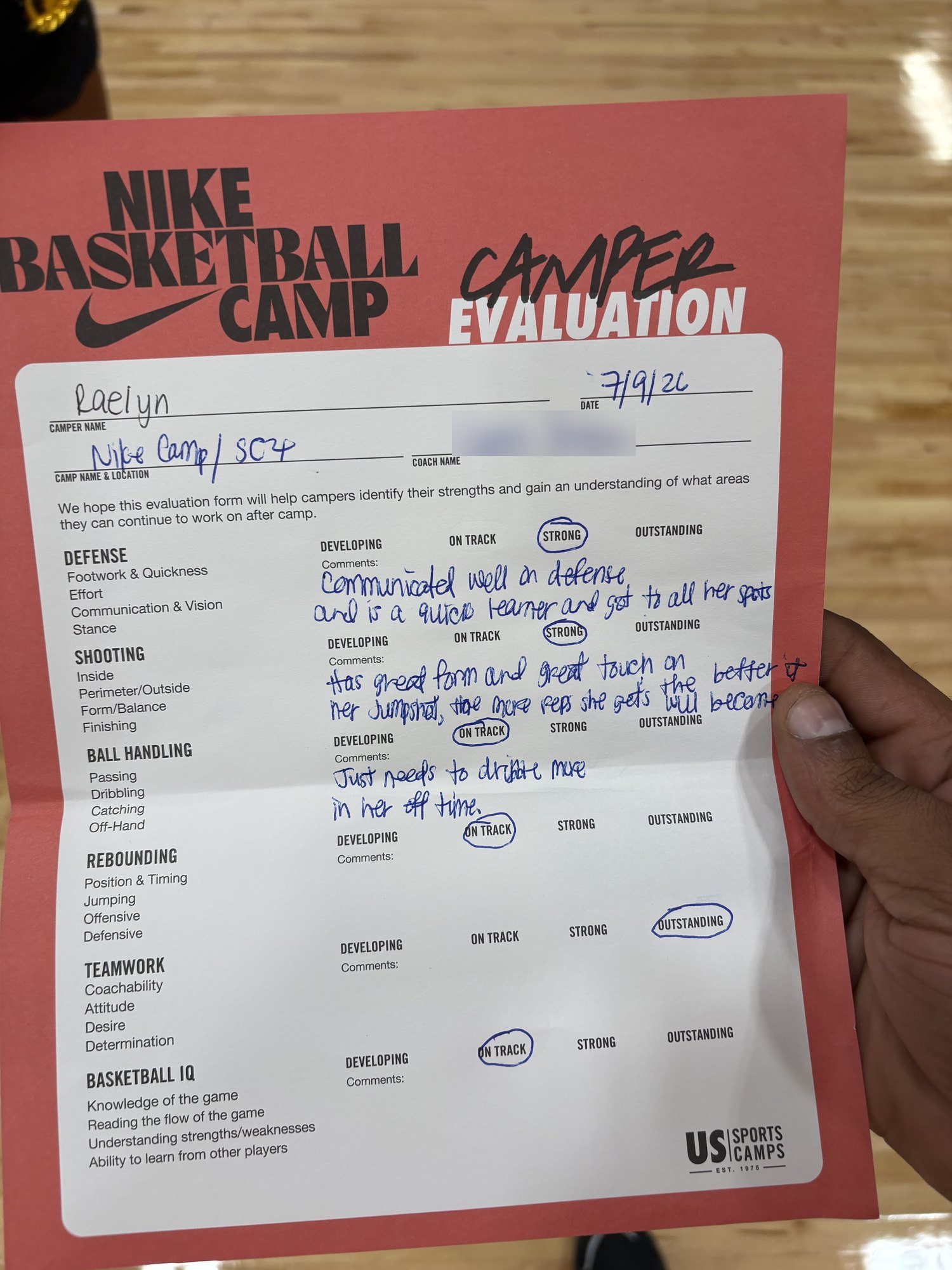 Nike Basketball Camp evaluation, July 2026